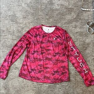 Spyder Women's Vibrant Pink Patterned Long Sleeve Swim Rash Guard M